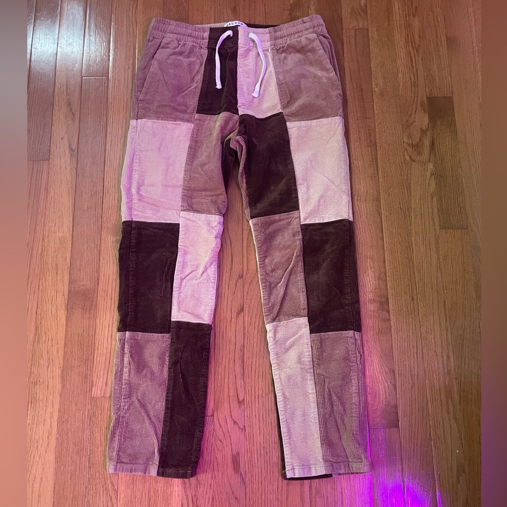 Corduroy patchwork pants